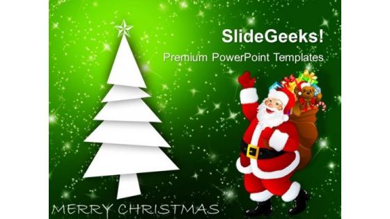 Christmas Tree With Santa Claus Holidays PowerPoint Templates Ppt Backgrounds For Slides 1112