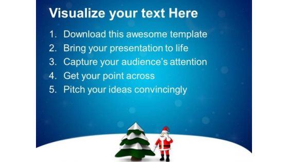 Christmas Tree With Santa Holidays PowerPoint Templates Ppt Backgrounds For Slides 1212