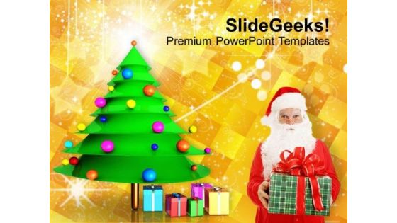 Christmas Tree With Santa PowerPoint Templates Ppt Backgrounds For Slides 1212