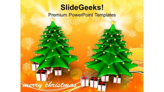 Christmas Trees With Gifts Festival PowerPoint Templates Ppt Backgrounds For Slides 1212