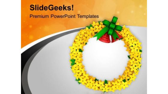 Christmas Wreath And Bells For Decoration PowerPoint Templates Ppt Backgrounds For Slides 0713
