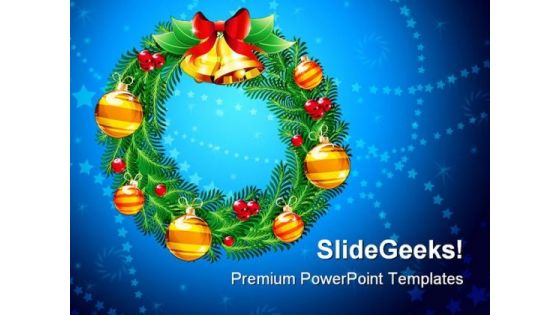 Christmas Wreath Holidays PowerPoint Backgrounds And Templates 1210