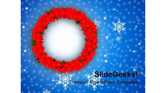 Christmas Wreath In Red Color PowerPoint Templates Ppt Backgrounds For Slides 1212