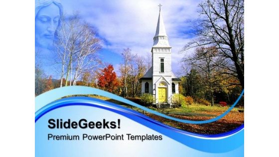 Church In The Fall Nature PowerPoint Templates And PowerPoint Themes 0712