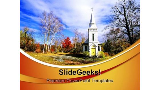 Church In The Fall Nature PowerPoint Themes And PowerPoint Slides 0511