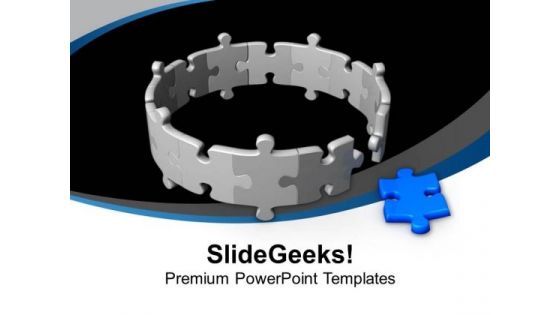 Circle Of Blue Jigsaw Puzzle Leadership PowerPoint Templates Ppt Backgrounds For Slides 0413