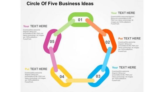 Circle Of Five Business Ideas PowerPoint Templates