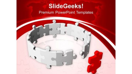 Circle Of Jigsaw Puzzle Partnership Leadership PowerPoint Templates Ppt Backgrounds For Slides 0313