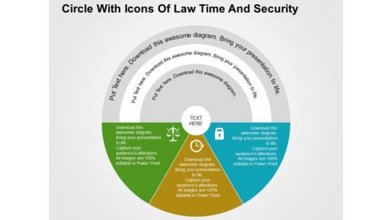 Circle With Icons Of Law Time And Security PowerPoint Templates