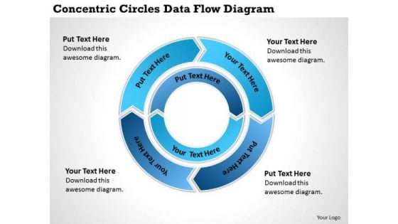 Circles Data Flow Diagram Small Business Administration Plan PowerPoint Templates