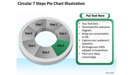 Circular 7 Steps Pie Chart Illustration How Do Make Business Plan PowerPoint Templates