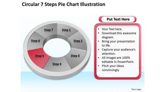 Circular 7 Steps Pie Chart Illustration Outline For Business Plan PowerPoint Templates