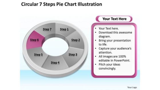 Circular 7 Steps Pie Chart Illustration Real Estate Business Plan PowerPoint Slides