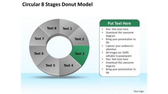 Circular 8 Stages Donut Model Business Plan PowerPoint Slides