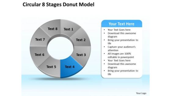 Circular 8 Stages Donut Model Business Plan PowerPoint Template