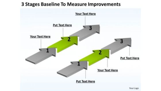 Circular Arrow In PowerPoint 3 Stages Baseline To Measure Improvements Templates