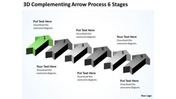 Circular Arrow PowerPoint 3d Complementing Process 6 Stages Templates