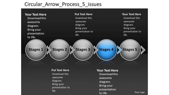 Circular Arrow Process 5 Issues Ppt Visio Office PowerPoint Templates