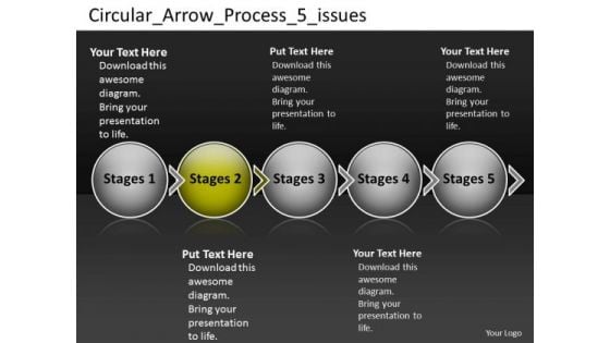 Circular Arrow Process 5 Issues Proto Typing PowerPoint Slides