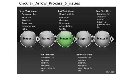 Circular Arrow Process 5 Issues Visio Office PowerPoint Templates