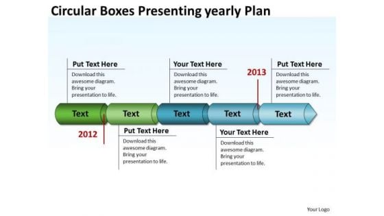 Circular Boxes Presenting Yearly Plan PowerPoint Templates Ppt Slides Graphics