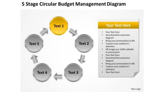 Circular Budget Management Diagram Catering Business Plan Template PowerPoint Slides