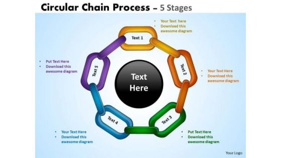 Circular Chain Flowchart Process Diagram 5 Stages Business Diagram