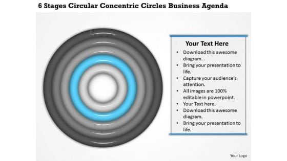 Circular Concentric Circles Business Agenda Plan For Dummies PowerPoint Slides