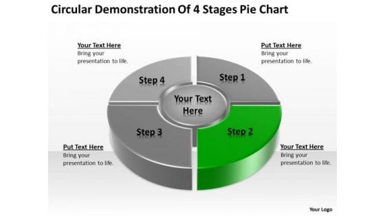 Circular Demonstration Of 4 Stages Pie Chart Ppt Business Plans PowerPoint Slides