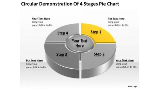 Circular Demonstration Of 4 Stages Pie Chart Ppt Sales Plan PowerPoint Templates