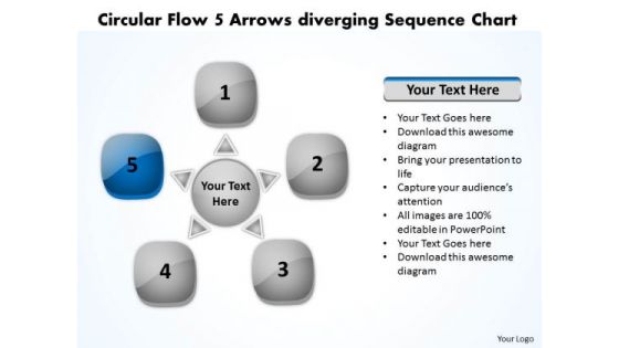 Circular Flow 5 Arrows Diverging Sequence Chart Charts And PowerPoint Templates