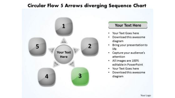Circular Flow 5 Arrows Diverging Sequence Chart Gear Process PowerPoint Templates