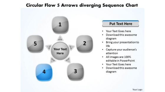 Circular Flow 5 Arrows Diverging Sequence Chart Ppt Processs And PowerPoint Slides