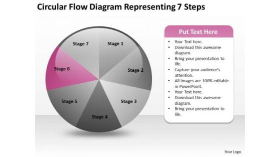 Circular Flow Diagram Representing 7 Steps Business Plan Ideas PowerPoint Templates