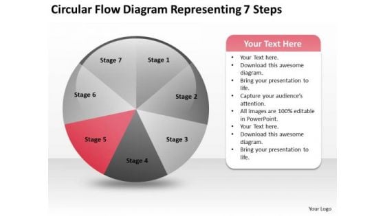 Circular Flow Diagram Representing 7 Steps Business Plan PowerPoint Slides