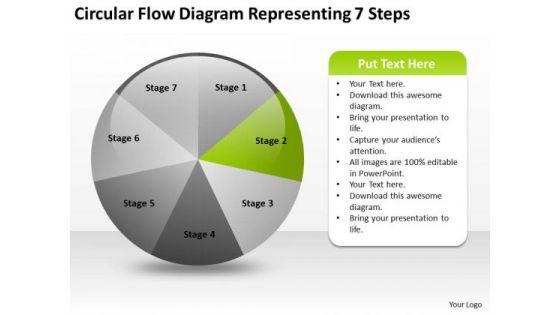 Circular Flow Diagram Representing 7 Steps Small Business Plan Example PowerPoint Templates