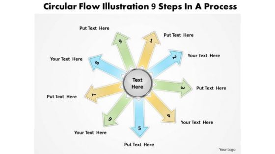 Circular Flow Illustrate 9 Steps In Process Cycle Chart PowerPoint Slides