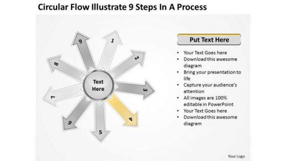 Circular Flow Illustrate 9 Steps In Process Cycle Chart PowerPoint Templates
