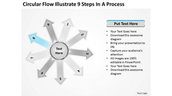 Circular Flow Illustrate 9 Steps In Process Ppt Motion PowerPoint Slides