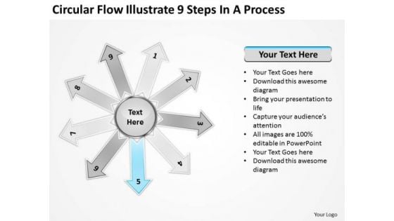 Circular Flow Illustrate 9 Steps In Process Radial PowerPoint Templates