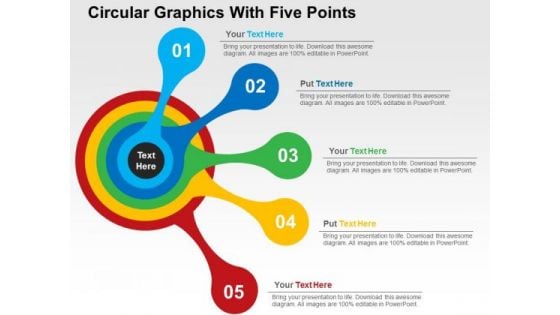 Circular Graphics With Five Points PowerPoint Templates