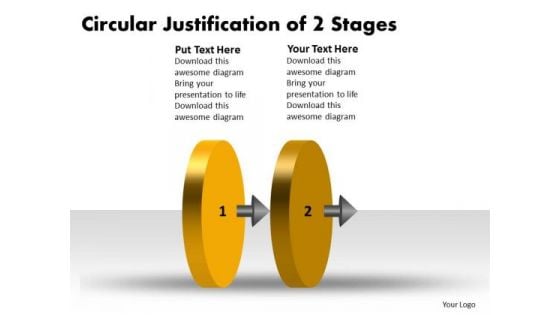 Circular Justification Of 2 Stages Flow Chart System PowerPoint Slides