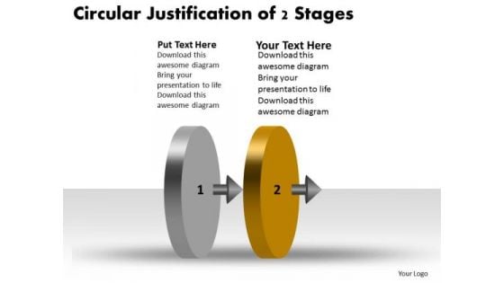 Circular Justification Of 2 Stages Ppt Production Process Flow Chart PowerPoint Templates