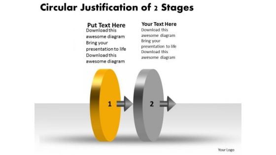 Circular Justification Of 2 Stages Work Flow Chart PowerPoint Templates