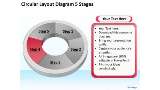 Circular Layout Diagram 5 Stages Business Plan PowerPoint Slides
