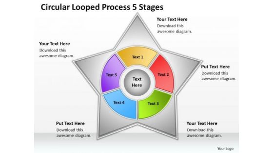 Circular Looped Process 5 Stages Ppt Business Plan Templet PowerPoint Slides