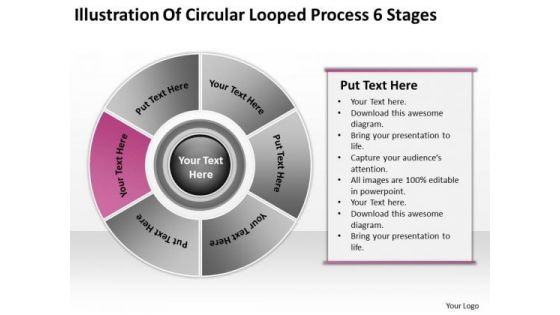 Circular Looped Process 6 Stages Outline For Business Plan PowerPoint Templates