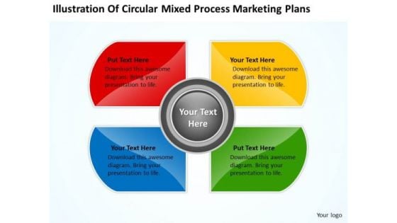 Circular Mixed Process Marketing Plans Basic Business Template PowerPoint Templates