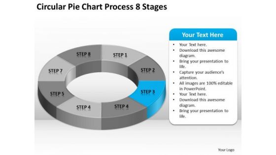 Circular Pie Chart Process 8 Stages Business Plan Forms PowerPoint Slides