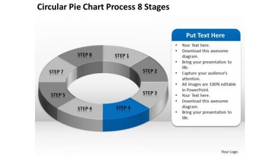 Circular Pie Chart Process 8 Stages Business Plan PowerPoint Slide
